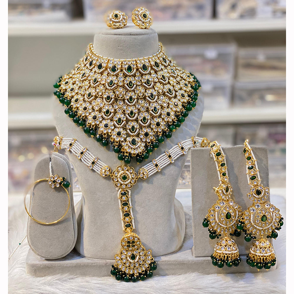 Hira Collections Sparkling Pota Kundan And Pearl Necklace Set