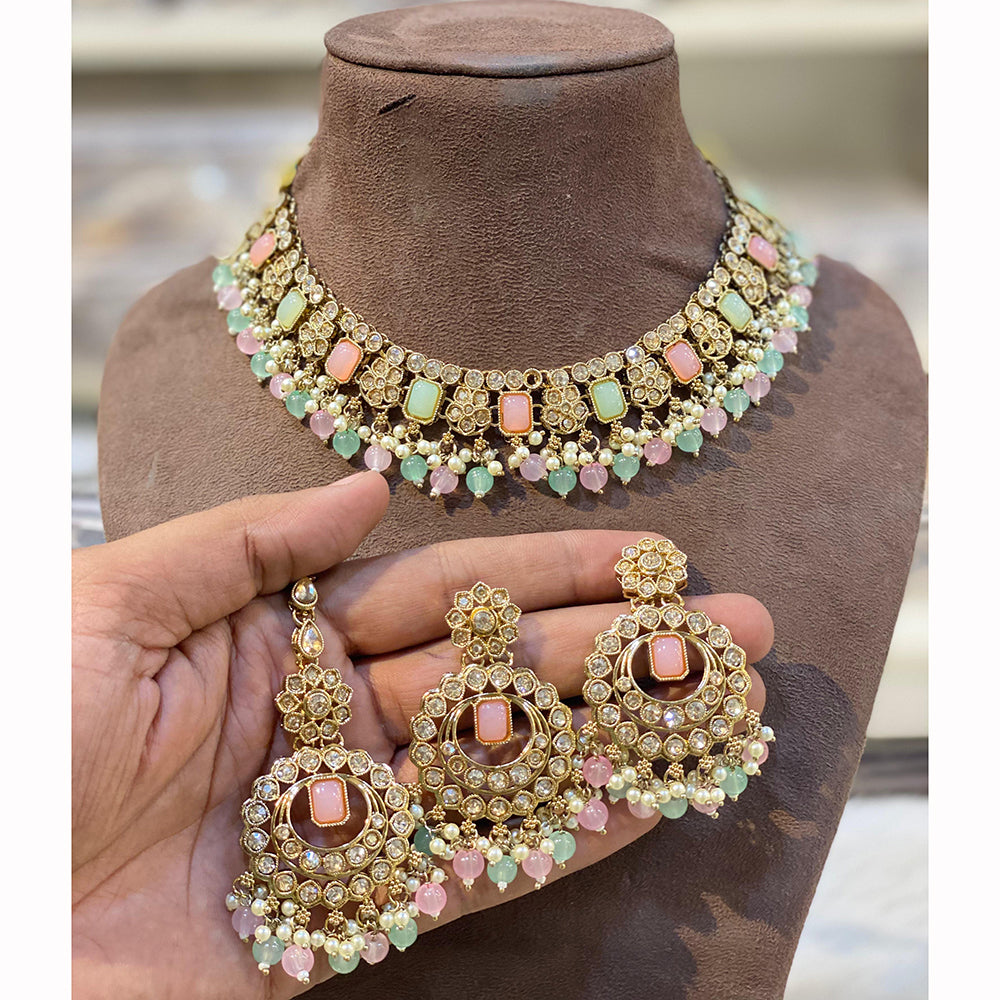 Hira Collections Royal Crystal Stone Necklace Set