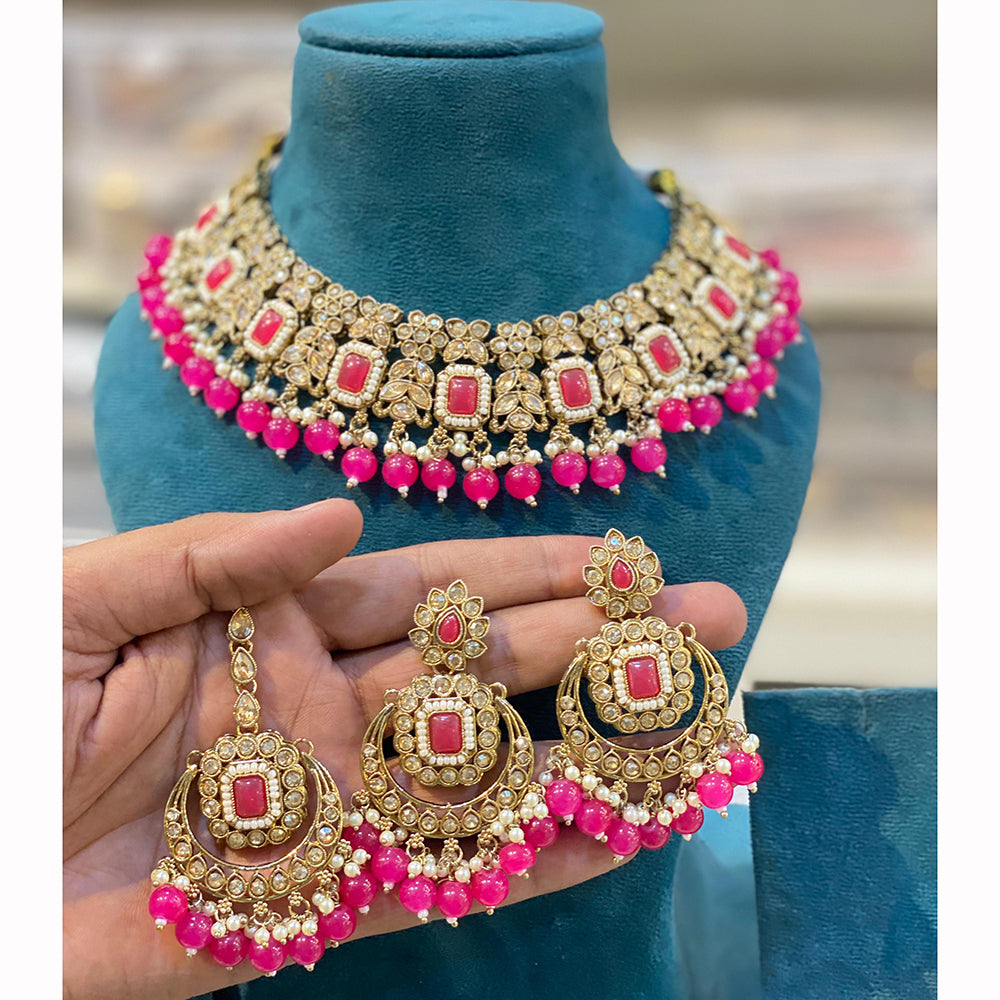 Hira Collections Royal Crystal Stone Necklace Set