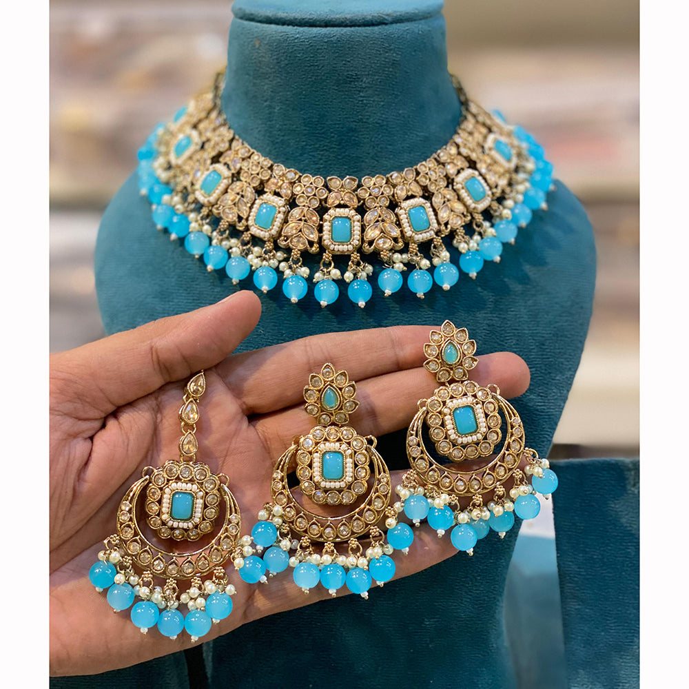 Hira Collections Royal Crystal Stone Necklace Set