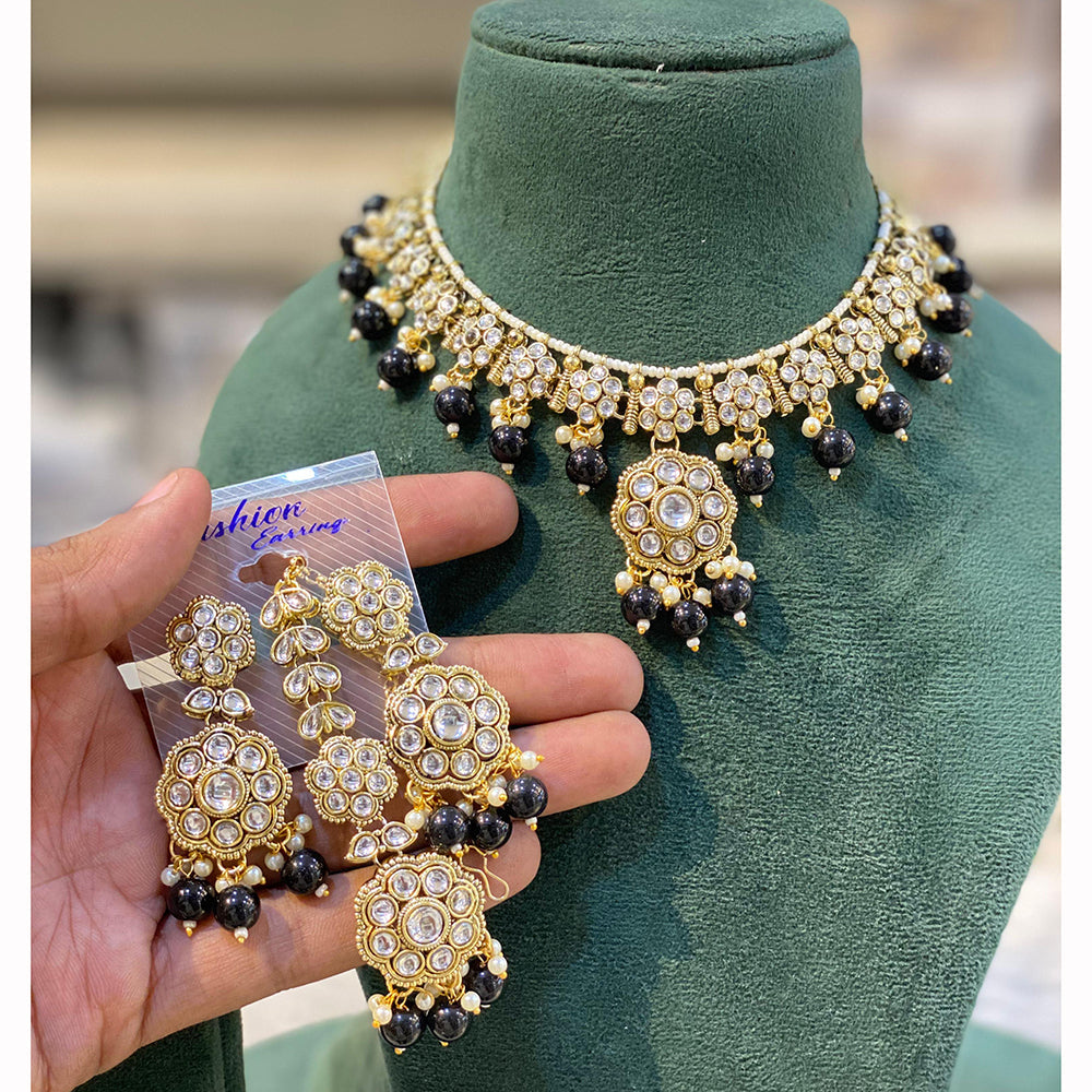Hira Collection Luxurious Kundan Stone Pearl And Beads Necklace Set