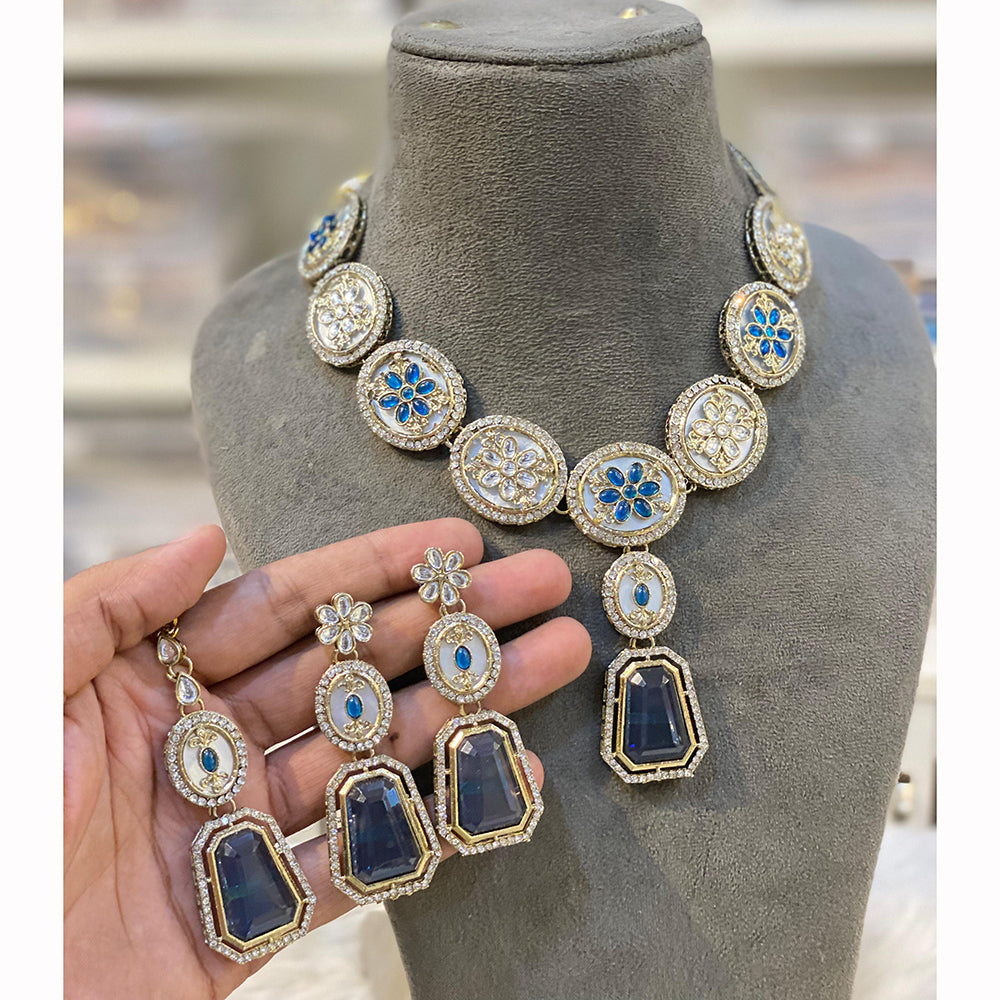 Hira Collection Luxurious Kundan Stone Pearl And Beads Necklace Set