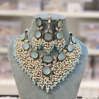 Hira Collection Luxurious Kundan Stone Pearl And Beads Necklace Set