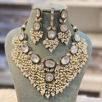 Hira Collection Luxurious Kundan Stone Pearl And Beads Necklace Set