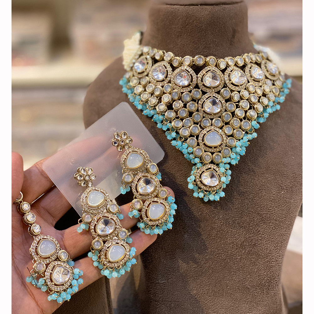 Hira Collection Luxurious Kundan Stone Pearl And Beads Necklace Set