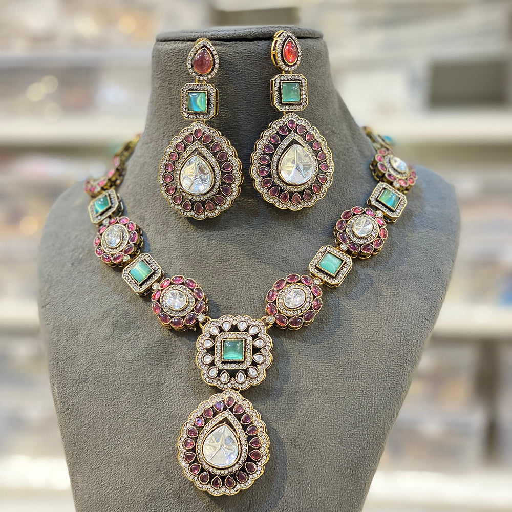 Hira Collection Pota Stone And Austrian Stone Necklace Set