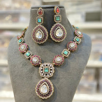 Hira Collection Pota Stone And Austrian Stone Necklace Set