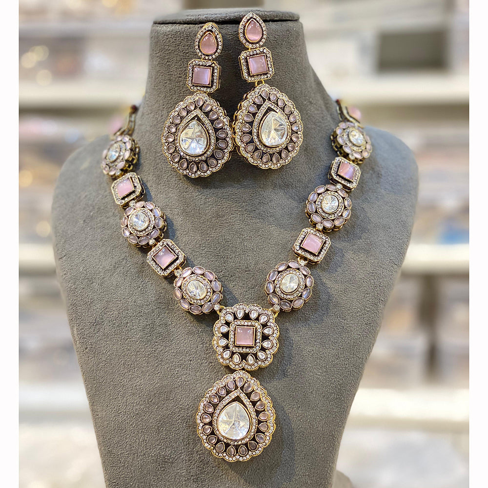 Hira Collection Pota Stone And Austrian Stone Necklace Set