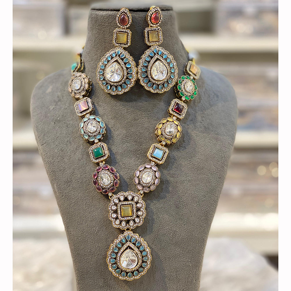 Hira Collection Pota Stone And Austrian Stone Necklace Set