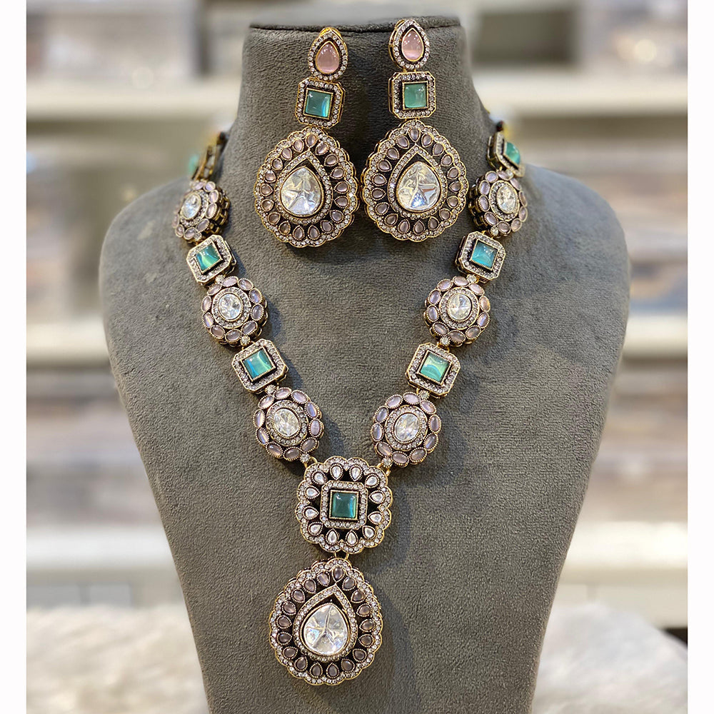 Hira Collection Pota Stone And Austrian Stone Necklace Set