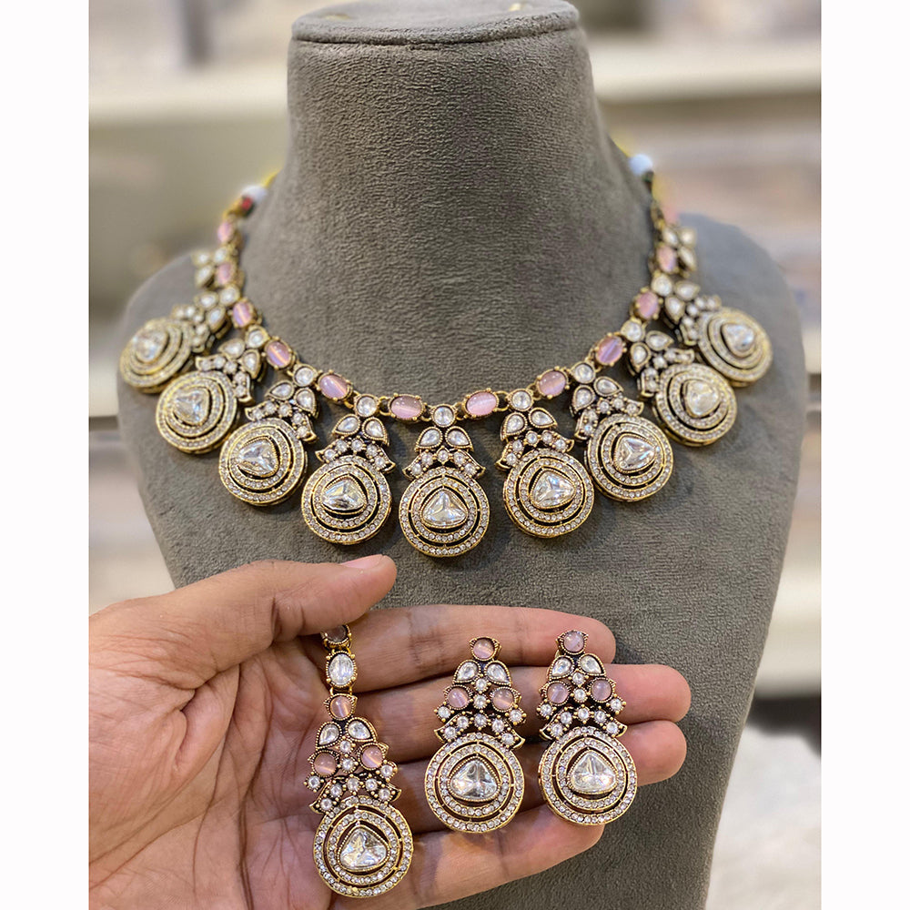 Hira Collection Pota Stone And Austrian Stone Necklace Set