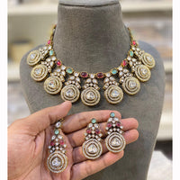 Hira Collection Pota Stone And Austrian Stone Necklace Set