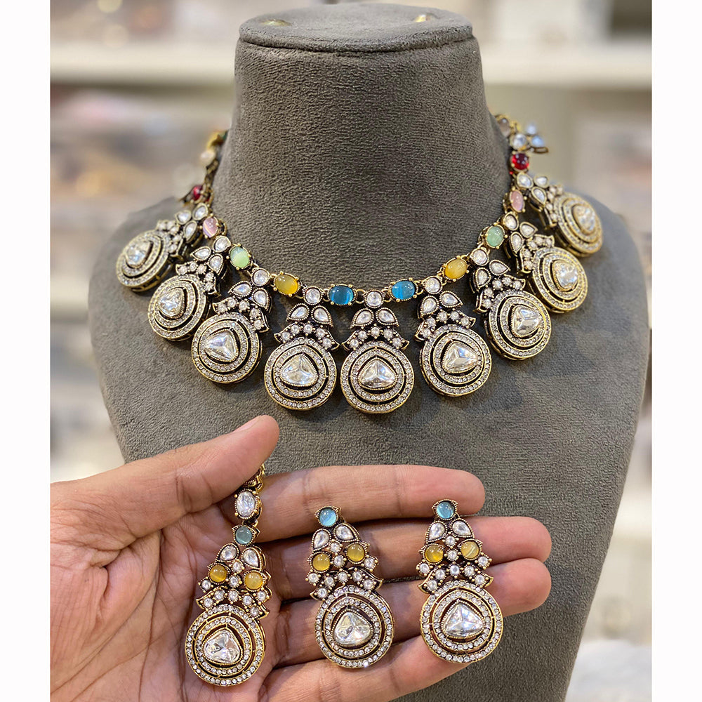 Hira Collection Pota Stone And Austrian Stone Necklace Set