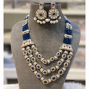 Hira Collection Pota Stone And Austrian Stone Pearl Necklace Set 