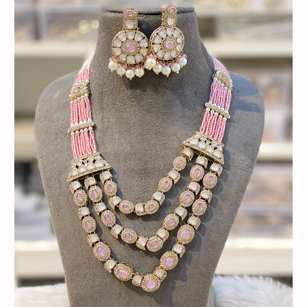 Hira Collection Pota Stone And Austrian Stone Pearl Necklace Set