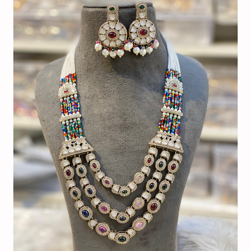 Hira Collection Pota Stone And Austrian Stone Pearl Necklace Set
