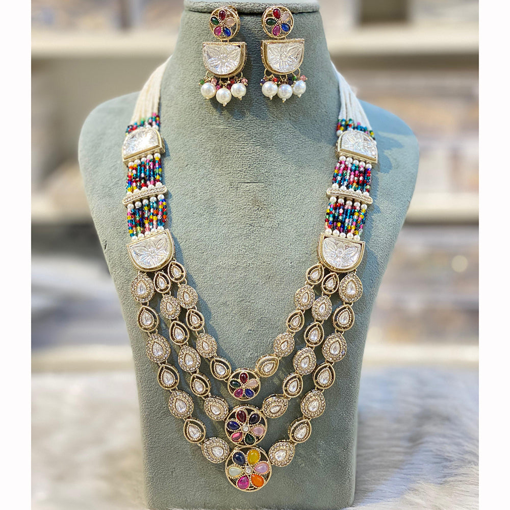 Hira Collection Pota Stone And Austrian Stone Pearl Necklace Set
