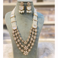 Hira Collection Pota Stone And Austrian Stone Pearl Necklace Set
