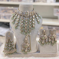 Hira Collection Austrian Stone And Pearl Choker Necklace Set