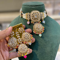 Hira Collection Kundan Stone And Pearl Choker Necklace Set