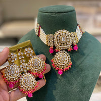 Hira Collection Kundan Stone And Pearl Choker Necklace Set