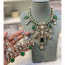 Hira Collection Pota Stone And Austrian Stone Pearl Necklace Set