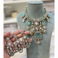 Hira Collection Pota Stone And Austrian Stone Pearl Necklace Set