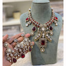Hira Collection Pota Stone And Austrian Stone Pearl Necklace Set