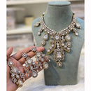 Hira Collection Pota Stone And Austrian Stone Pearl Necklace Set