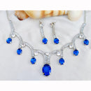 Hira Collections Rhodium Plated Crystal Stone Necklace Set