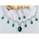 Hira Collections Rhodium Plated Crystal Stone Necklace Set