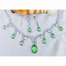 Hira Collections Rhodium Plated Crystal Stone Necklace Set