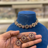 Hira Collections Designer Kundan Stone With Austrian Stone Necklace Set