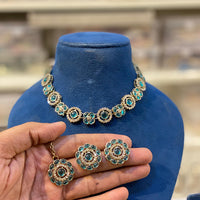 Hira Collections Designer Kundan Stone With Austrian Stone Necklace Set