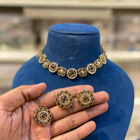 Hira Collections Designer Kundan Stone With Austrian Stone Necklace Set