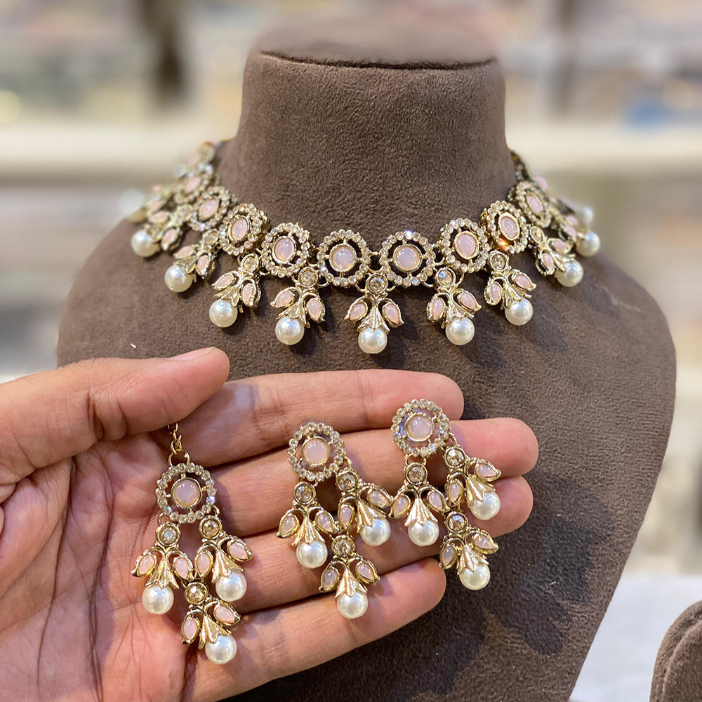 Hira Collections Designer Kundan Stone With Austrian Stone Choker Necklace Set
