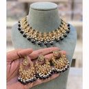 Hira Collections Designer Crystal Stone Pearl And Beads Choker Necklace Set