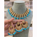 Hira Collections Designer Crystal Stone Pearl And Beads Choker Necklace Set