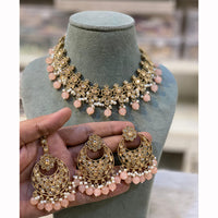 Hira Collections Designer Crystal Stone Pearl And Beads Choker Necklace Set