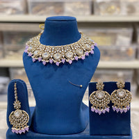 Hira Collections Designer Kundan Stone Pearl And Beads Choker Necklace Set