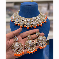 Hira Collections Designer Kundan Stone Pearl And Beads Choker Necklace Set