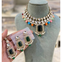 Hira Collections Designer Kundan Stone Pearl And Beads Choker Necklace Set