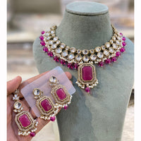 Hira Collections Designer Kundan Stone Pearl And Beads Choker Necklace Set