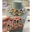 Hira Collections Designer Crystal Stone And Pearl Necklace Set