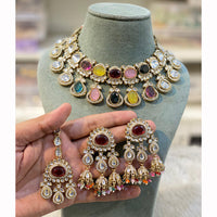 Hira Collections Designer Crystal Stone And Pearl Necklace Set