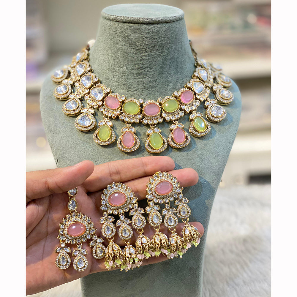 Hira Collections Designer Crystal Stone And Pearl Necklace Set