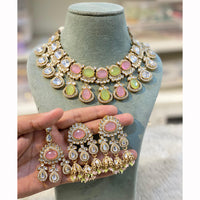 Hira Collections Designer Crystal Stone And Pearl Necklace Set