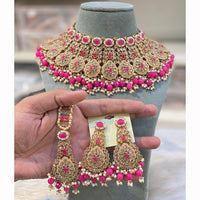 Hira Collections Designer Crystal Stone And Pearl Choker Necklace Set