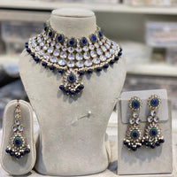 Hira Collections Designer Kundan Stone Pearl And Beads Choker Necklace Set