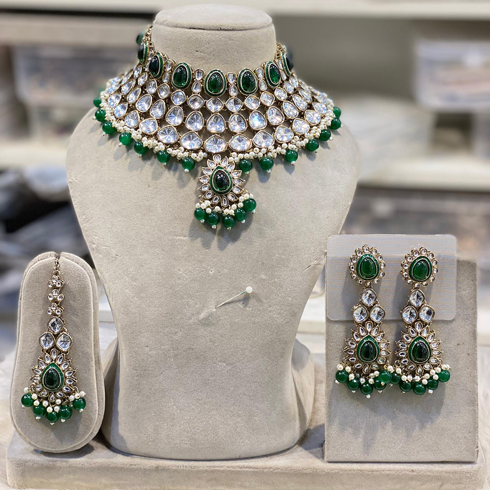 Hira Collections Designer Kundan Stone Pearl And Beads Choker Necklace Set